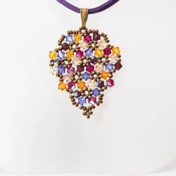 Pendant 30cm - Malvina Grapes-Purple Suedine - Pendant 30cm - Laiton bronze
